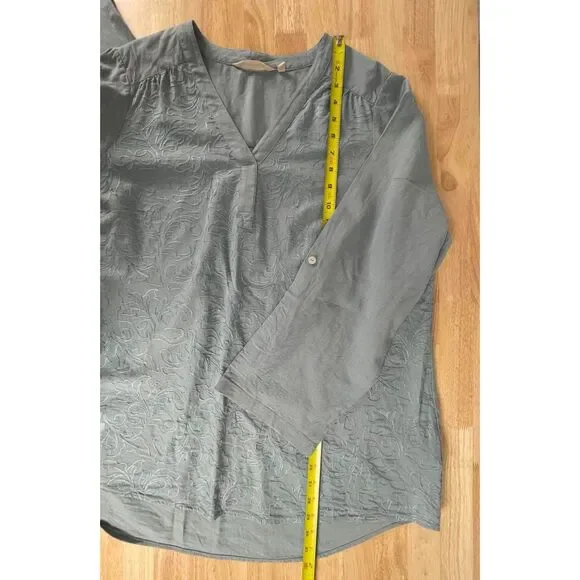 Soft Surroundings Women's Plus Size 1X Blue Tunic Top Embroidered Linen Blend - Picture 6 of 6